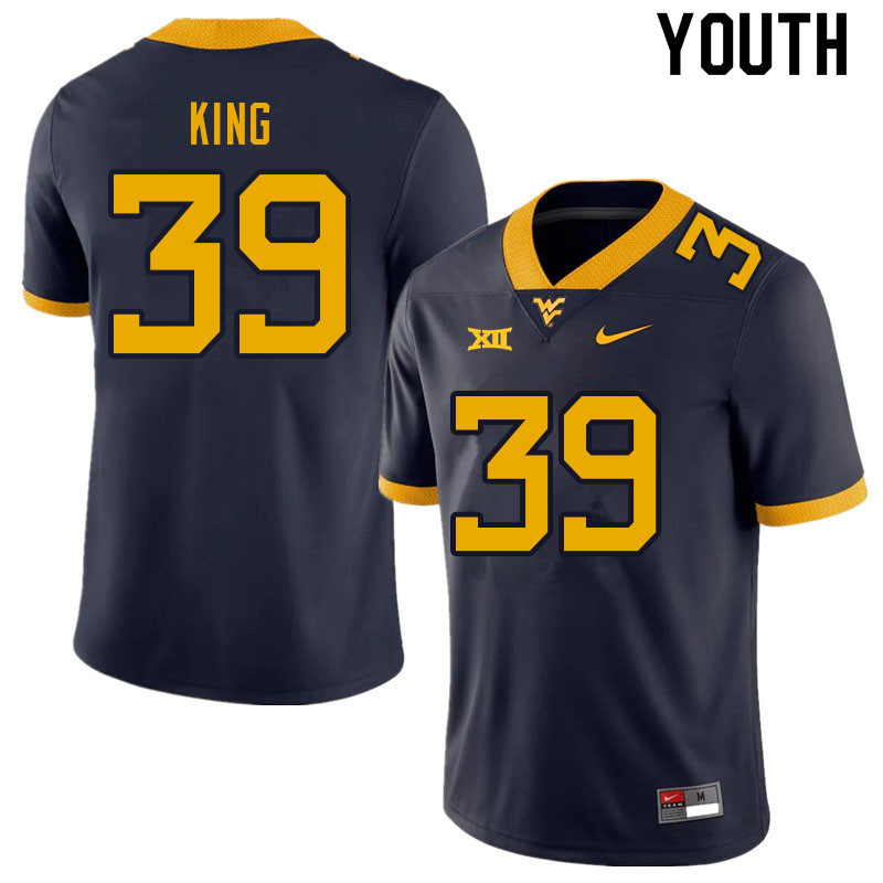 Youth #39 Danny King West Virginia Mountaineers College Football Jerseys Sale-Navy